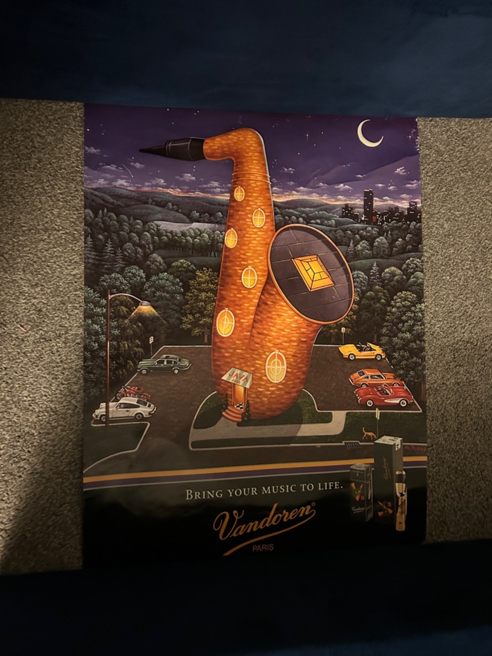 Vintage  Saxophone Building Art Poster - vandoren Paris